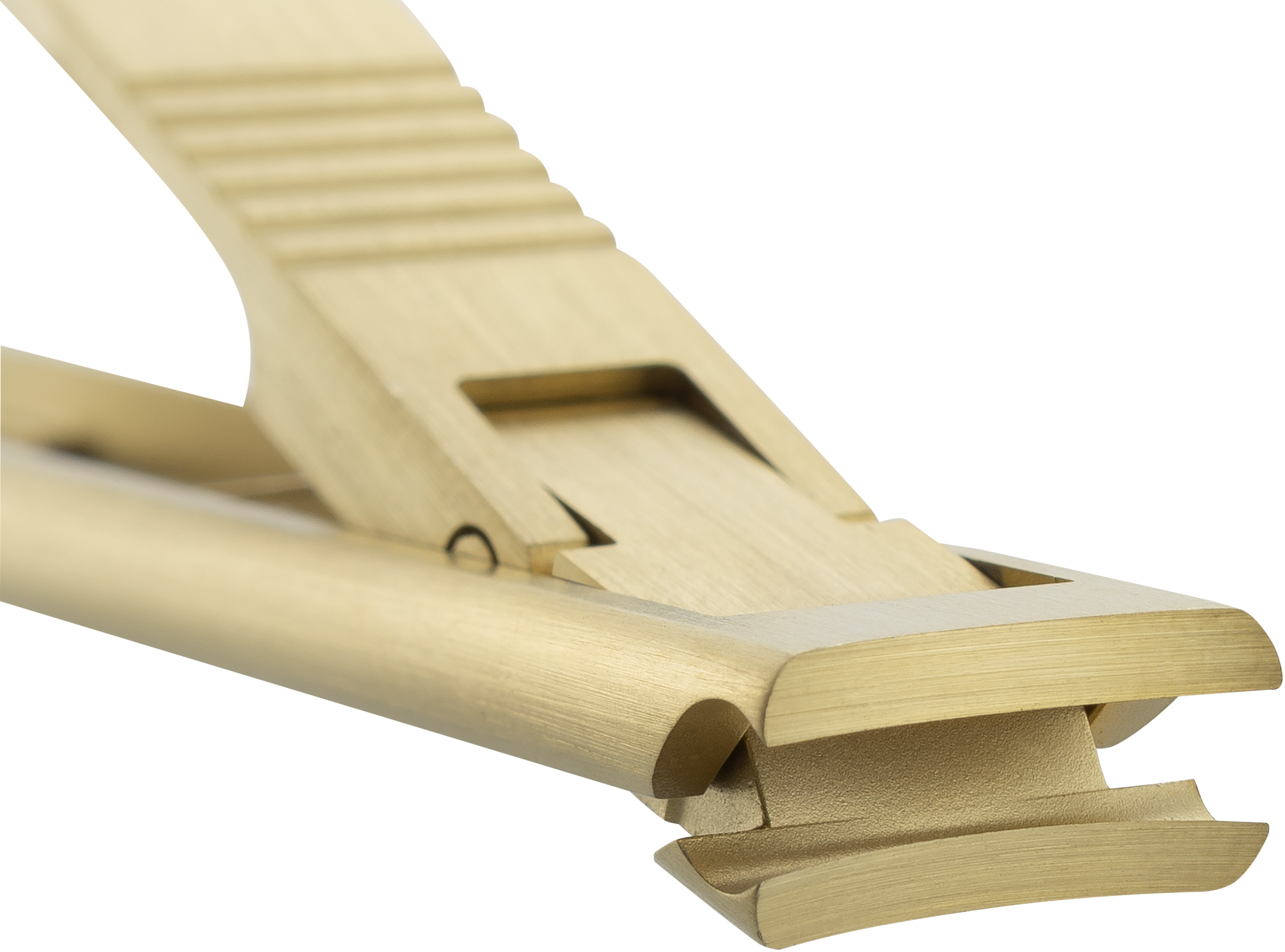 Queransicht eines ZWILLING Premium Nagelknipsers in Gold mit leicht gebogener Schneide inklusive Nagelfeile.