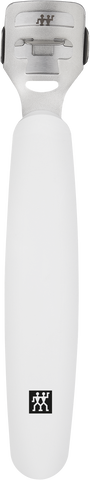 ZWILLING Premium Hornhauthobel in weiß mit scharfer, auswechselbarer Klinge und integrierter Reinigungsbürste.