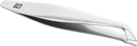 Queransicht eines ZWILLING Premium Nagelhautschneiders aus rostfreiem Edelstahl mit scharfen, abgewinkelten Schneiden.