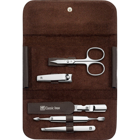 Classic Maniküre Set 5-tlg.Echtleder, braun
