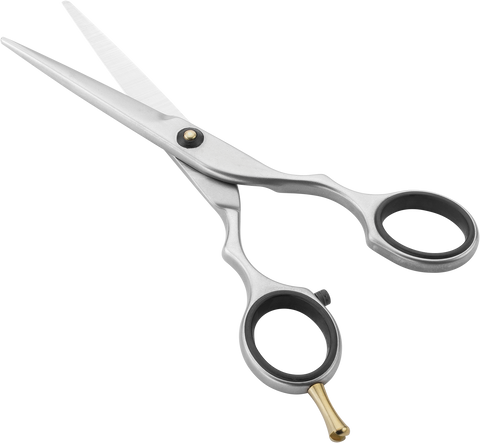 Queransicht einer ZWILLING Premium Haarschere aus rostfreiem Edelstahl mit Mikrozahnung für präzisen Schnitt.