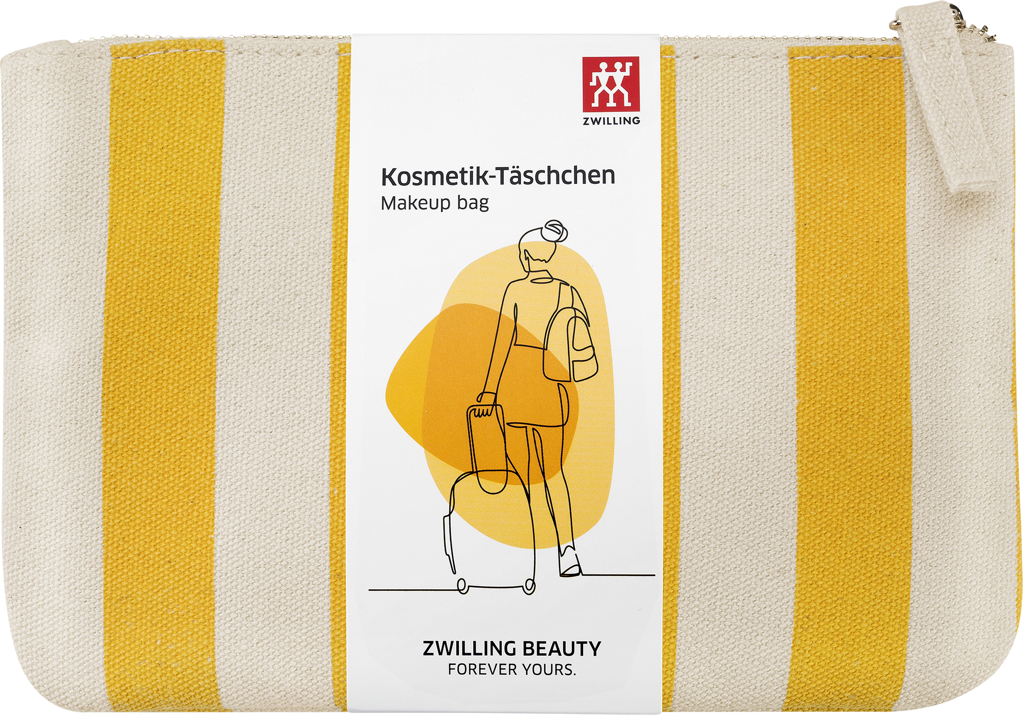 Kosmetiktasche, beige gelb gestreift