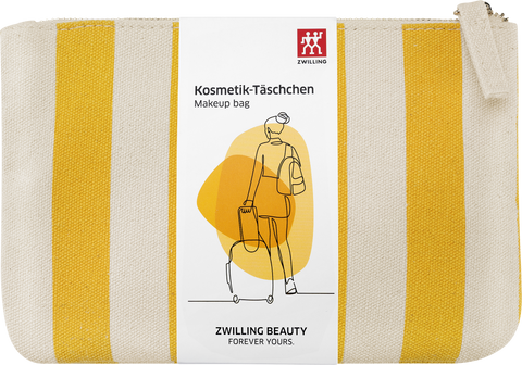 Kosmetiktasche, beige gelb gestreift