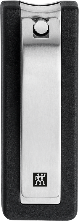 ZWILLING Premium Nagelknipser aus rostfreiem Edelstahl mit leicht gebogener Schneide und schwarzem Nagelfang.