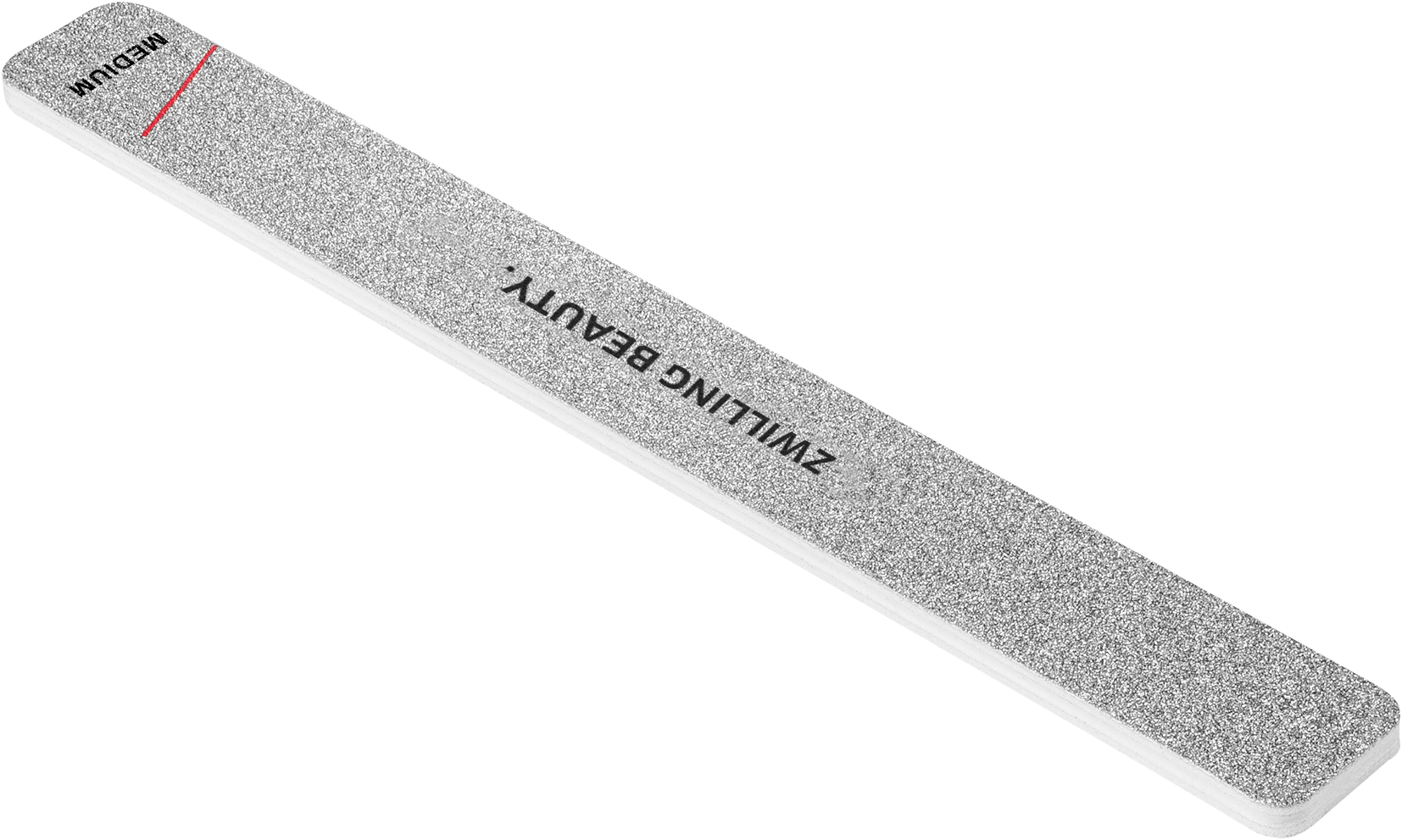 Queransicht einer ZWILLING Premium Sandblatt-Nagelfeile, mit dem Feilenblatt &quot;Medium&quot;.