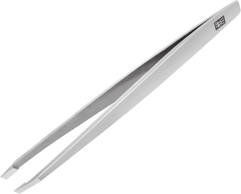 Queransicht der ZWILLING Premium schräge Pinzette aus rostfreiem Edelstahl mit handgeschliffenen Spitzen.