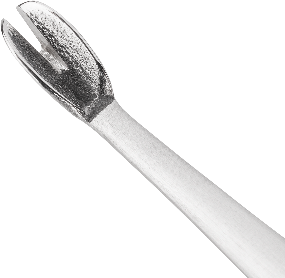 Queransicht eines ZWILLING Premium Nagelhautmessers aus rostfreiem Edelstahl mit V-förmiger Spitze.