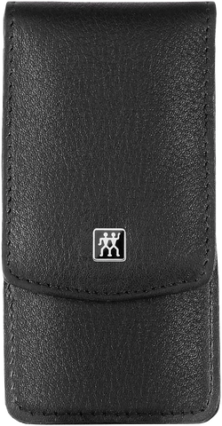 Frontalansicht eines ZWILLING Classic Sets 3tlg. in schwarz mit essentiellen Pflegeinstrumenten aus rostfreiem Edelstahl.