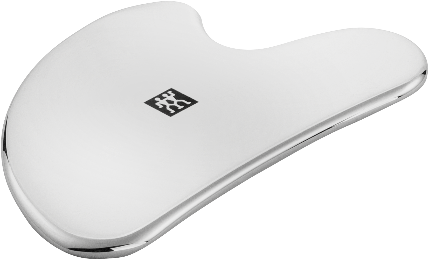 Queransicht eines ZWILLING Premium Edelstahl-Gesichtsmassagers für wohltuende Gua-Sha-Behandlungen.
