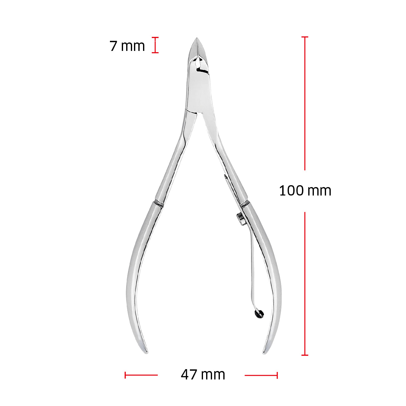 Größenangaben einer ZWILLING Classic Nagelhautzange. Gesamtlänge beträgt 100mm.