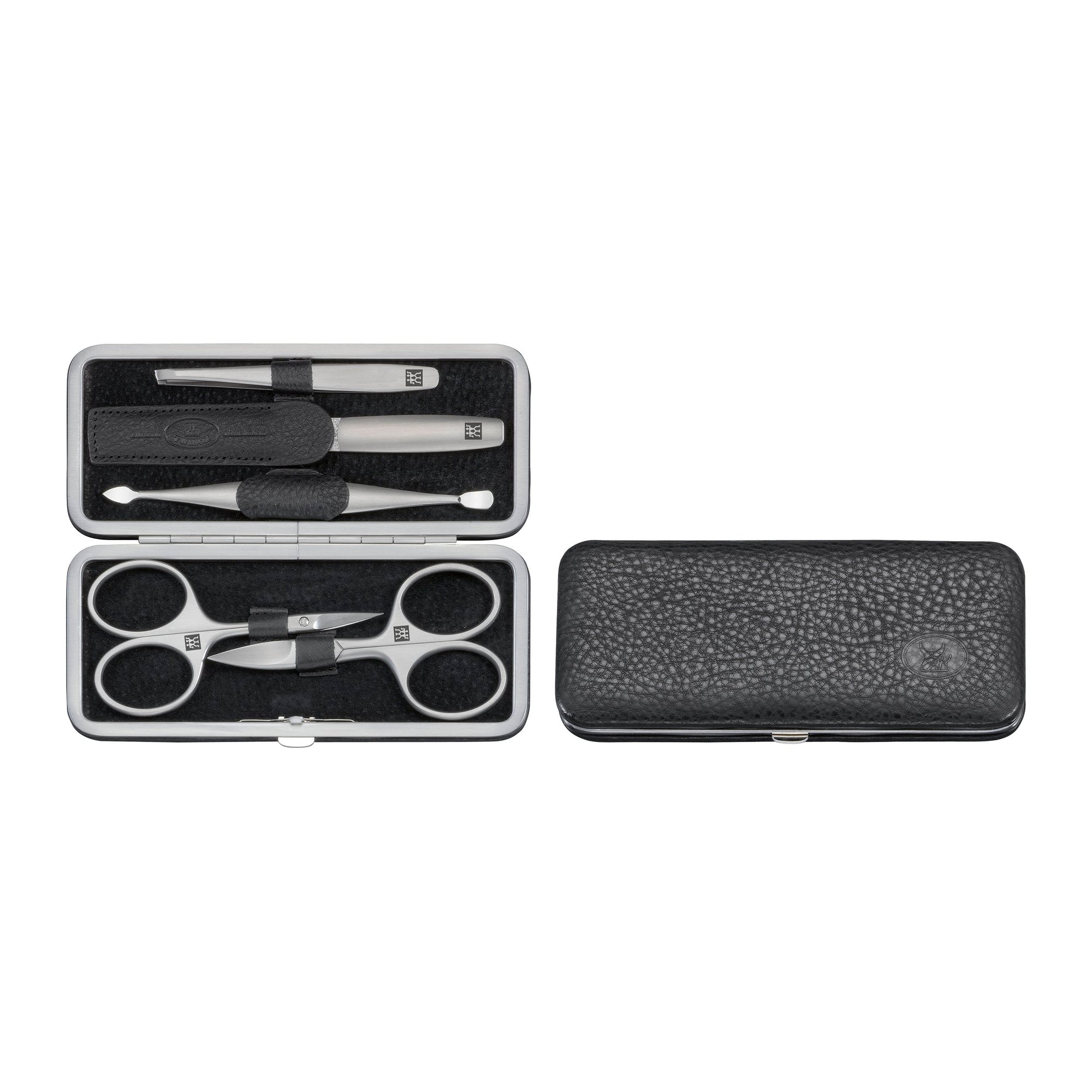 Maniküre Pediküre Set 5tlg. mit Nagelschere, Leder, schwarz