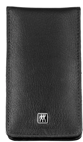 Frontalansicht eines ZWILLING Classic Sets 4tlg. in schwarz mit essentiellen Pflegeinstrumenten aus rostfreiem Edelstahl.