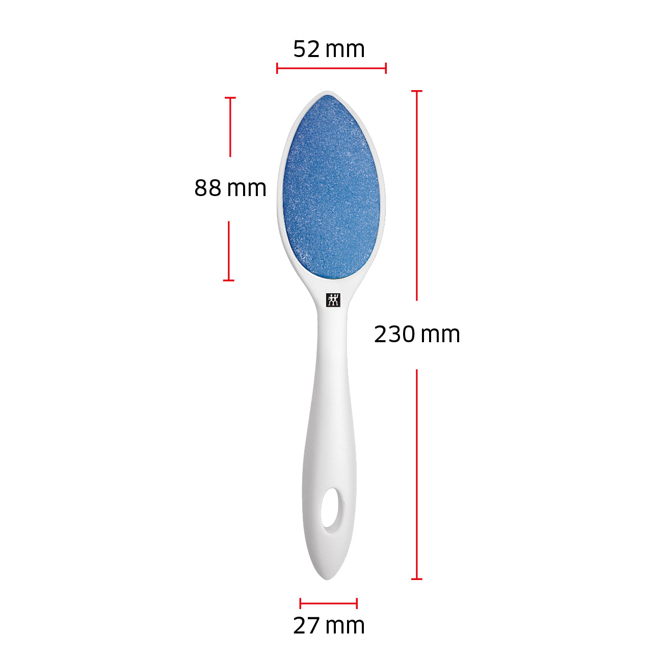 Größenangaben eines ZWILLING Premium Keramik-Hornhautentferners. Gesamtlänge beträgt 230mm.