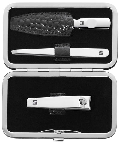 Classic Maniküre Set 3 tlg. Echtleder, schwarz