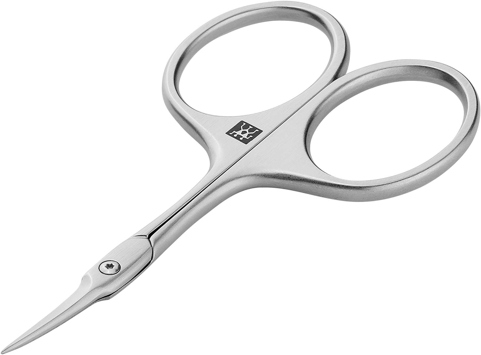 Queransicht einer ZWILLING Premium Nagelhautschere in rostfreiem Edelstahl mit verlängerter, zusätzlich angeschliffener Turmspitze für präzisen Schnitt.
