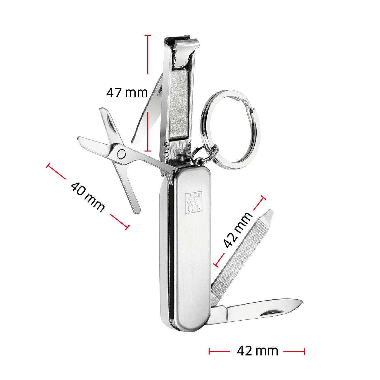Größenangaben eines ZWILLING Classic Nagelpflege Multi-Tools. Die Gesamtlänge beträgt 60mm.