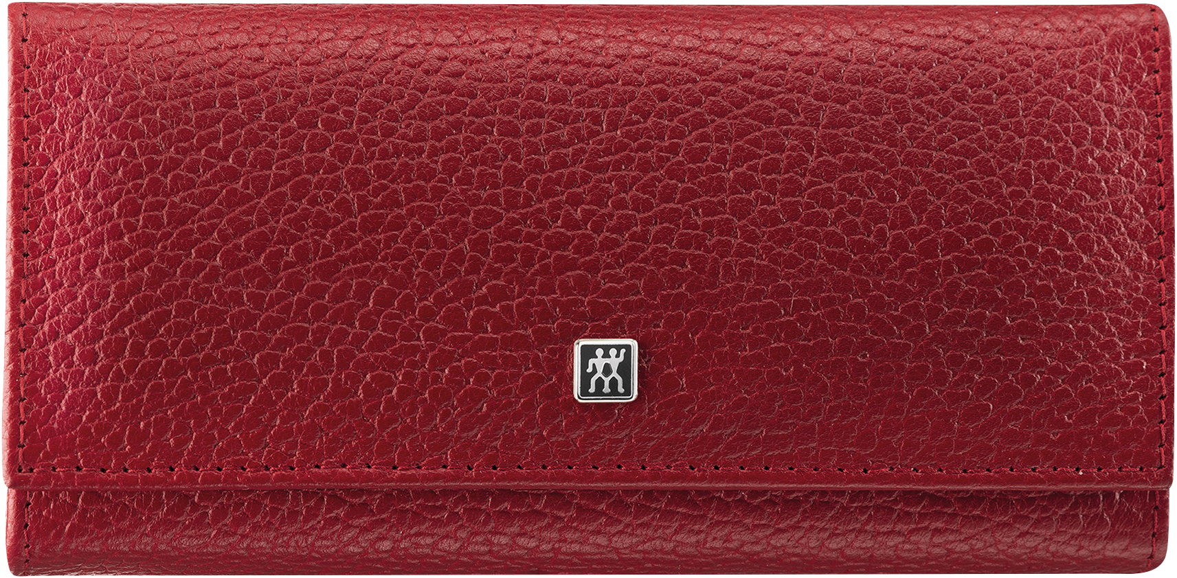 Frontalansicht eines ZWILLING Classic Sets 5tlg. in rot mit den meistgenutzten Pflegeinstrumenten aus rostfreiem Edelstahl.