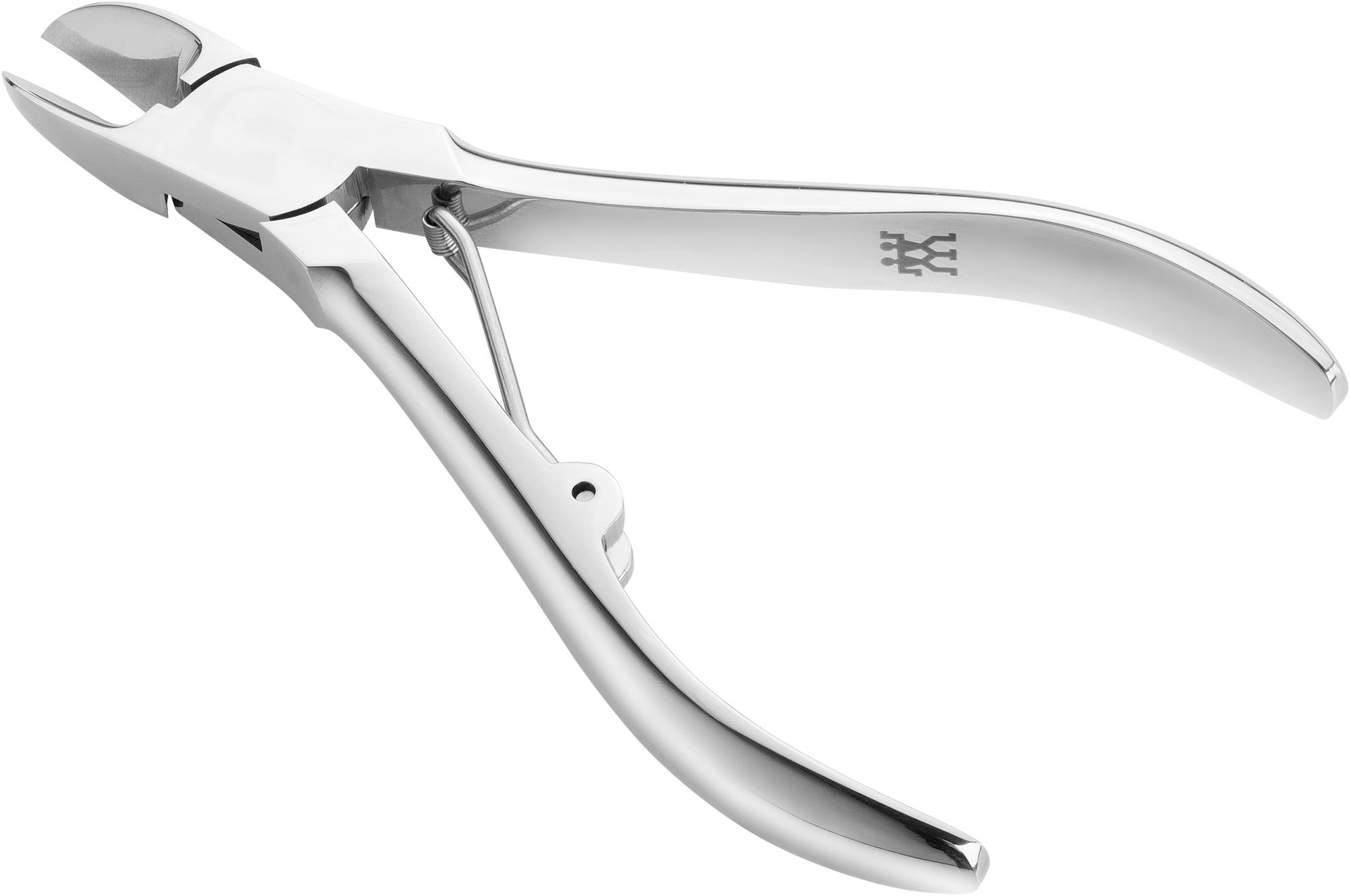 Queransicht einer ZWILLING Classic Nagelzange aus rostfreiem Edelstahl mit besonders scharfen Schneiden.