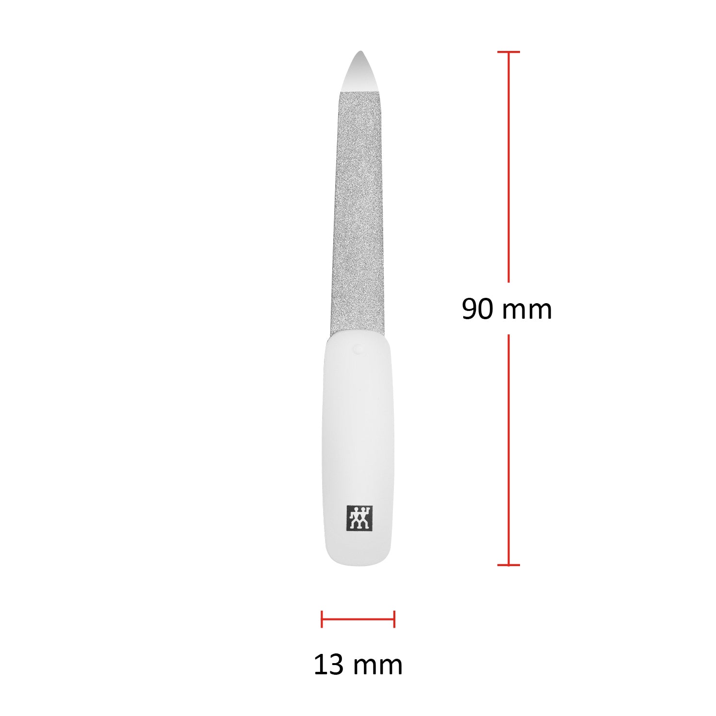 Größenangaben einer ZWILLING Classic Saphir-Nagelfeile. Gesamtlänge beträgt 90mm.