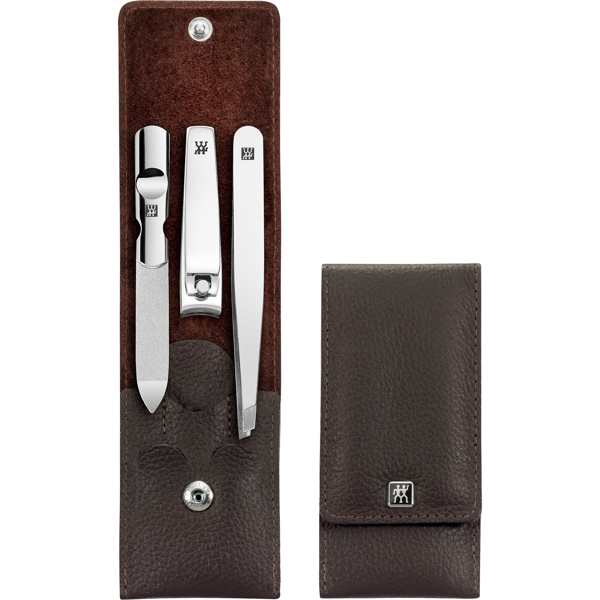 Classic Maniküre Set 3-tlg.Echtleder, braun