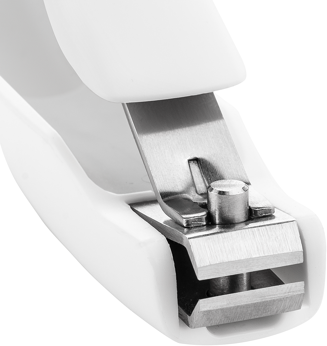 Queransicht eines ZWILLING Premium Fußnagelknipsers in weiß mit scharfer, gerader Schneide und ergonomisch geformten Nagelfang.