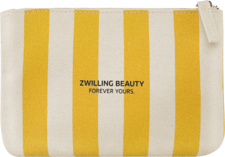 Kosmetiktasche, beige gelb gestreift