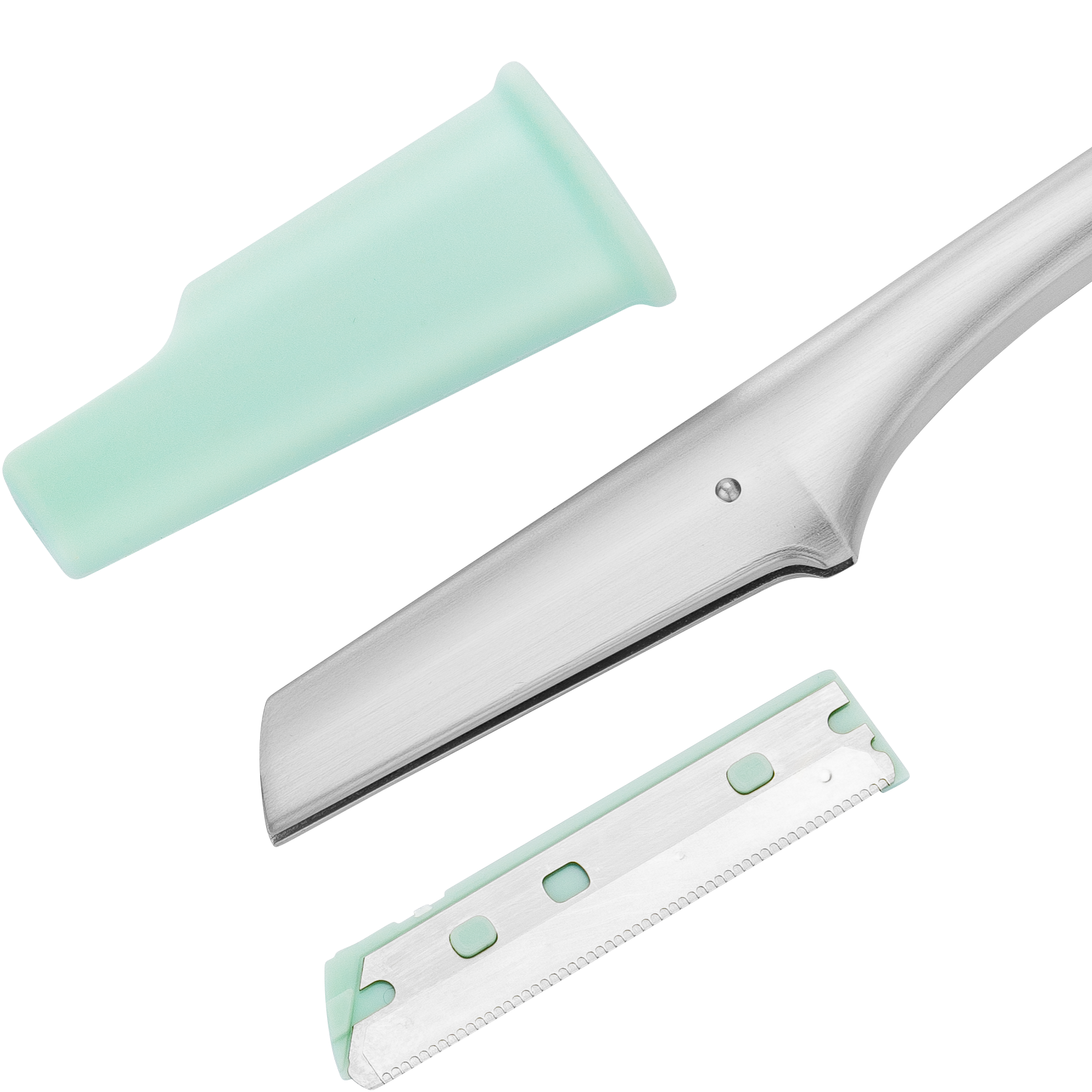 Queransicht eines ZWILLING Premium Gesichtshaar-Rasierers aus rostfreiem Edelstahl.