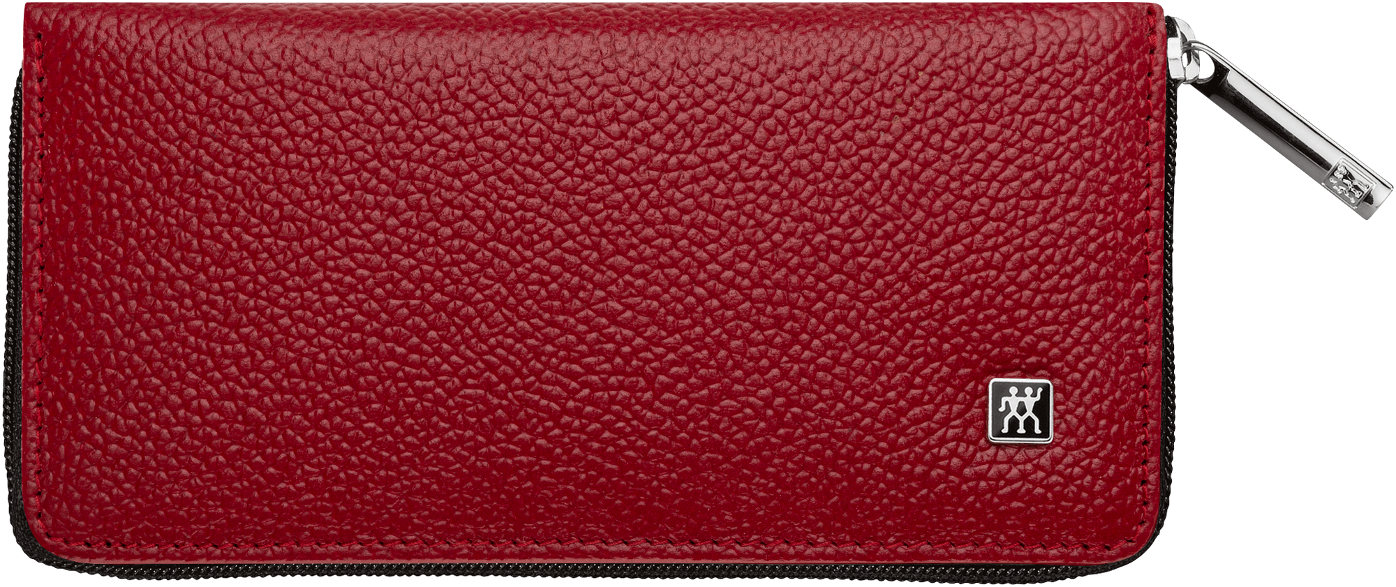 Frontalansicht eines ZWILLING Premium Maniküre Sets 5tlg. in rot mit den meistgenutzten Pflegeinstrumenten.