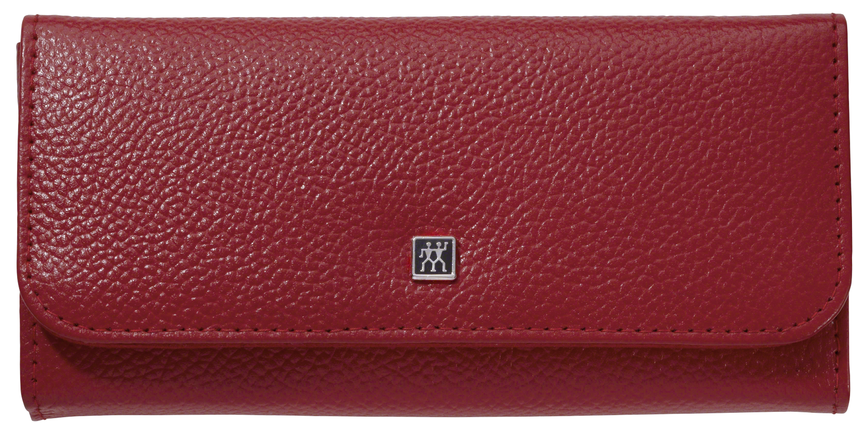 Frontalansicht eines ZWILLING Classic Sets 5tlg. in rot mit den meistgenutzten Pflegeinstrumenten aus rostfreiem Edelstahl.