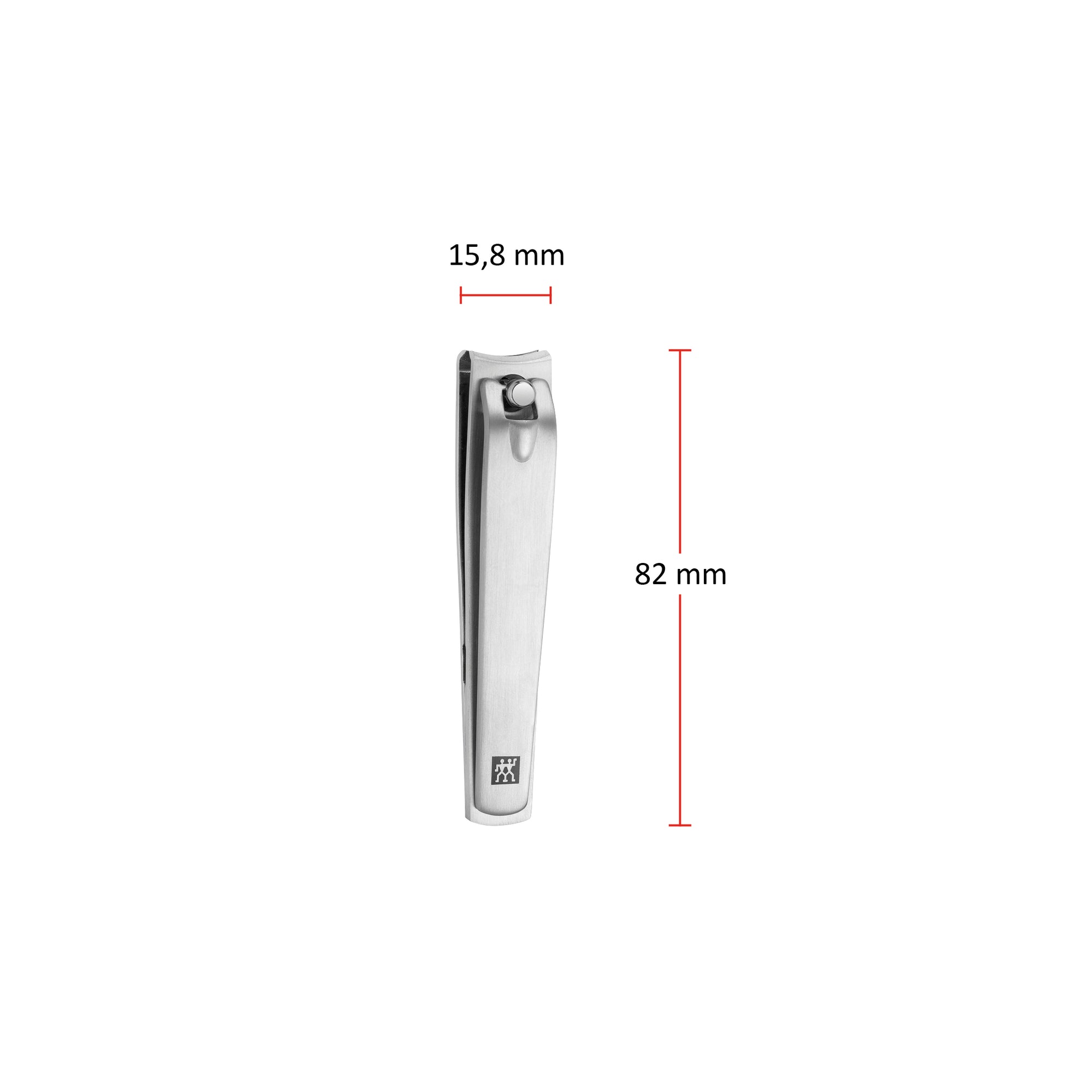 Größenangaben eines ZWILLING Premium Nagelknipsers. Gesamtlänge beträgt 82mm.