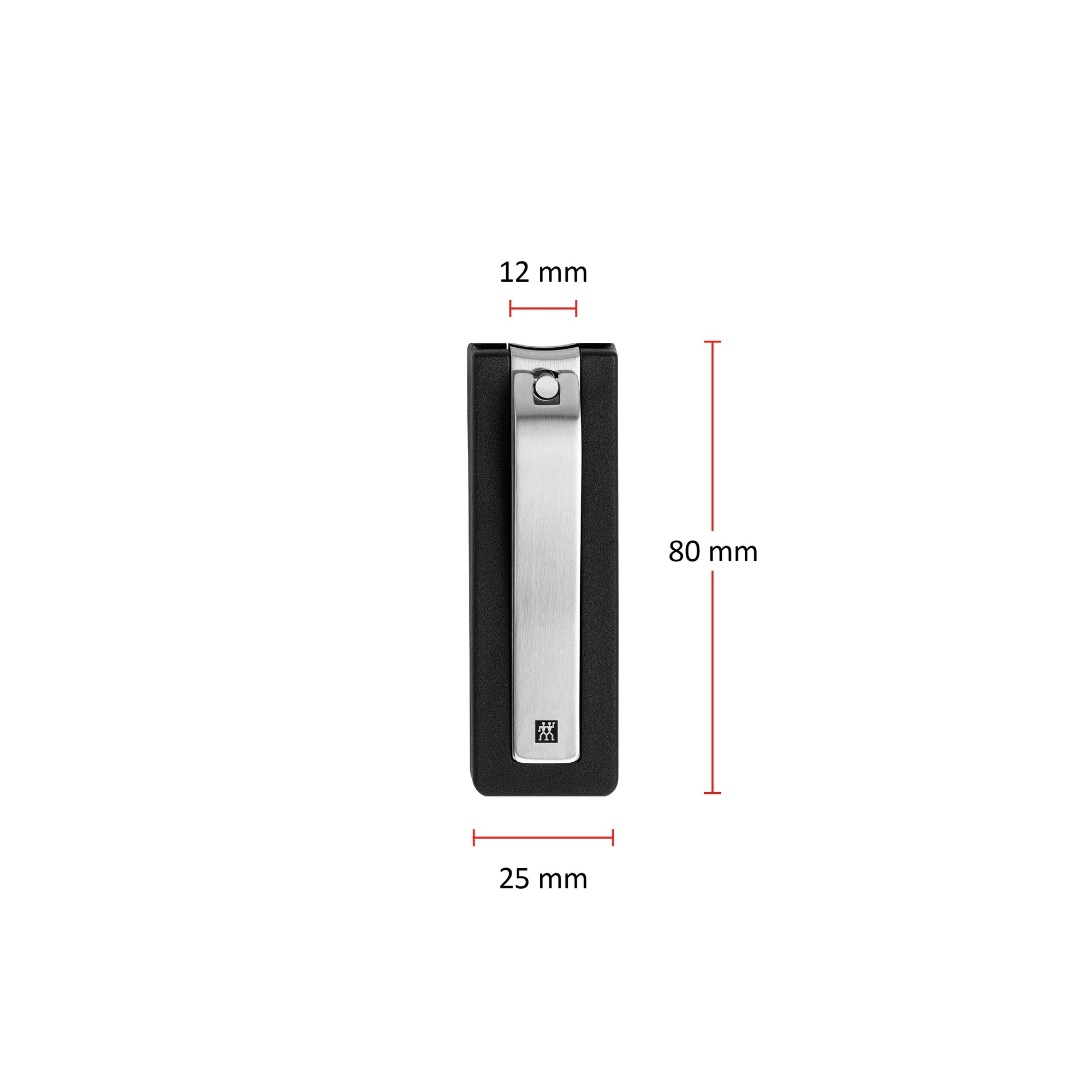 Größenangaben eines ZWILLING Premium Nagelknipsers. Gesamtlänge beträgt 64mm.