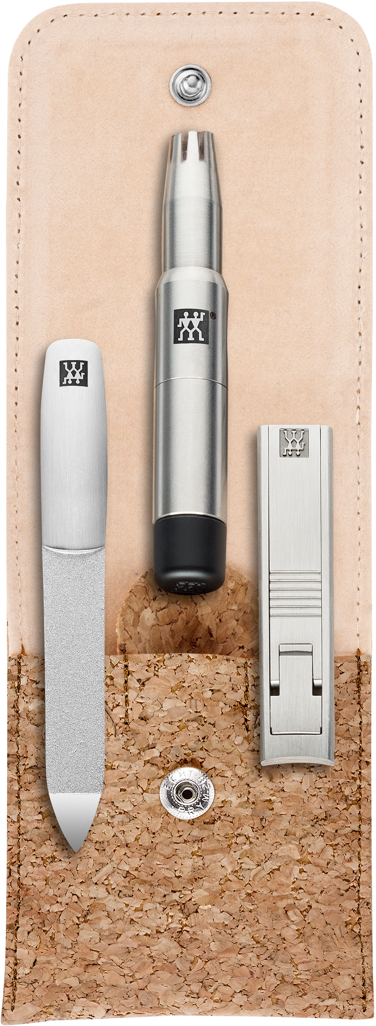Premium Maniküre Set 3-tlg.Echtleder, kork