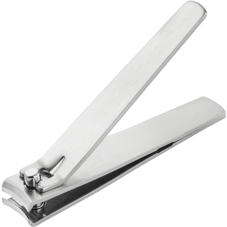 Queransicht eines ZWILLING Premium Nagelknipsers aus rostfreiem Edelstahl mit gebogener Schneide.