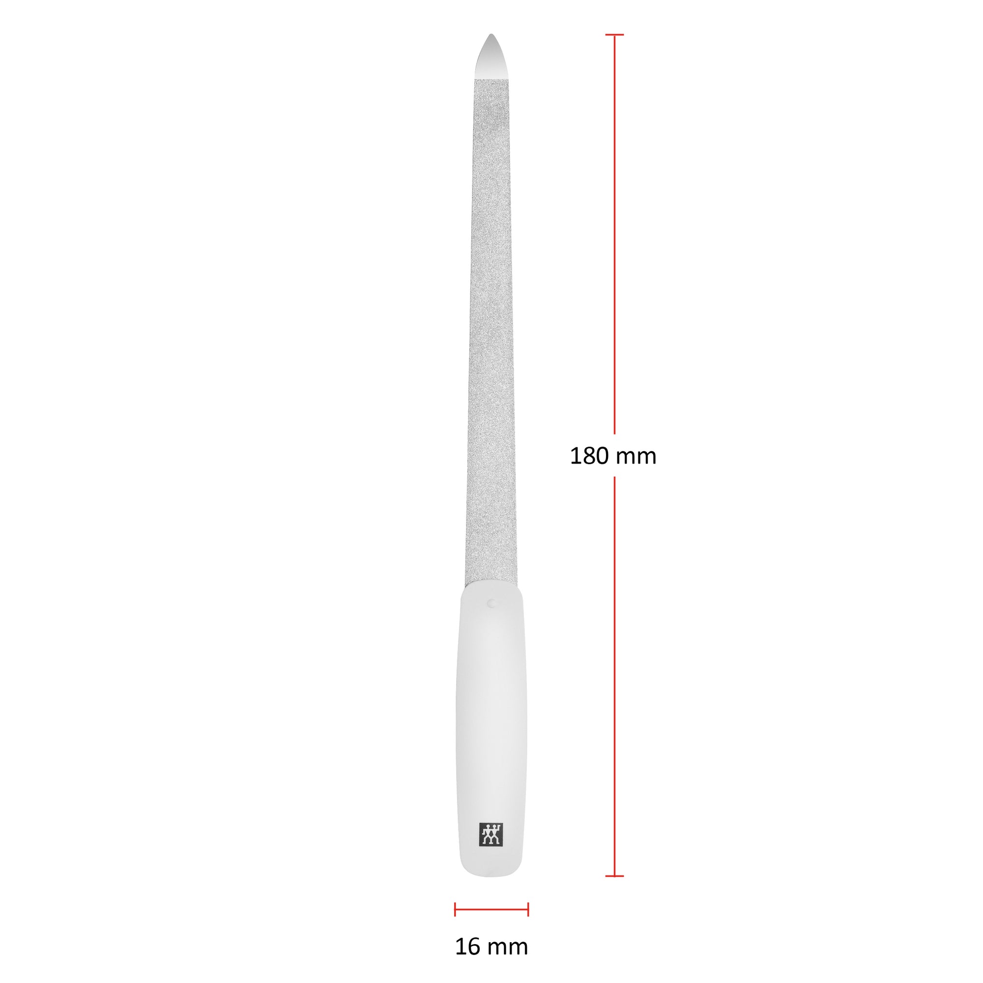 Größenangaben einer ZWILLING Classic Saphir-Nagelfeile. Gesamtlänge beträgt 180mm.