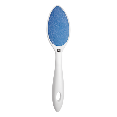 ZWILLING Premium Keramik-Hortnhautentferner in Weiß mit grober und feiner Seite für die schonende Fußpflege.