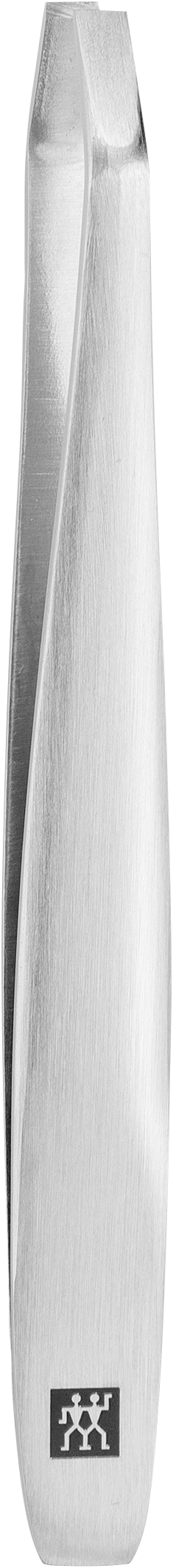 ZWILLING Premium abgewinkelte Pinzette aus rostfreiem Edelstahl mit angerauten, perfekt kalibrierten Spitzen.
