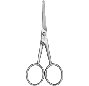 ZWILLING Premium Nasen- und Ohrenhaarschere aus rostfreiem Edelstahl mit gerader Schneide und abgerundeter Spitze.