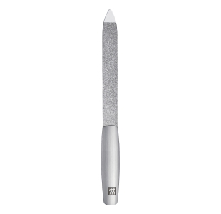 ZWILLING Premium Saphir-Nagelfeile aus rostfreiem Edelstahl mit grob-und feinkörnigen Feilenflächen zum Kürzen und Formen.