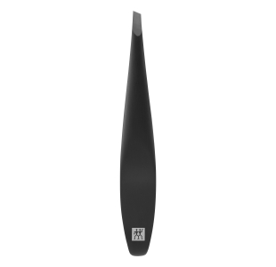 ZWILLING Premium schräge Pinzette in Schwarz mit angerauten, perfekt kalibrierten Spitzen.
