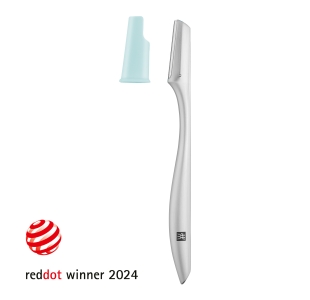 ZWILLING Premium Gesichtshaar-Rasierer aus rostfreiem Edelstahl mit auswechselbaren Edelstahl-Klingen und Präzisionskappe.