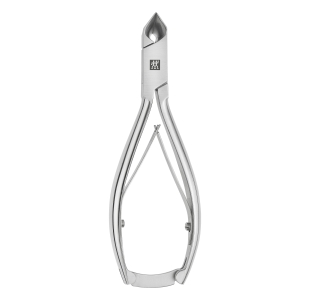 Geschlossene ZWILLING Premium Nagelzange mit Kopfschneider aus rostfreiem Edelstahl, mattiert mit besonders scharfen Schneiden.