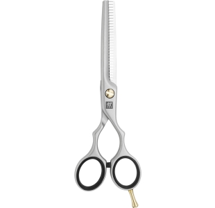 ZWILLING Premium Effilierschere aus rostfreiem Edelstahl mit hochwertiger Verzahnung für einfaches Ausdünnen.